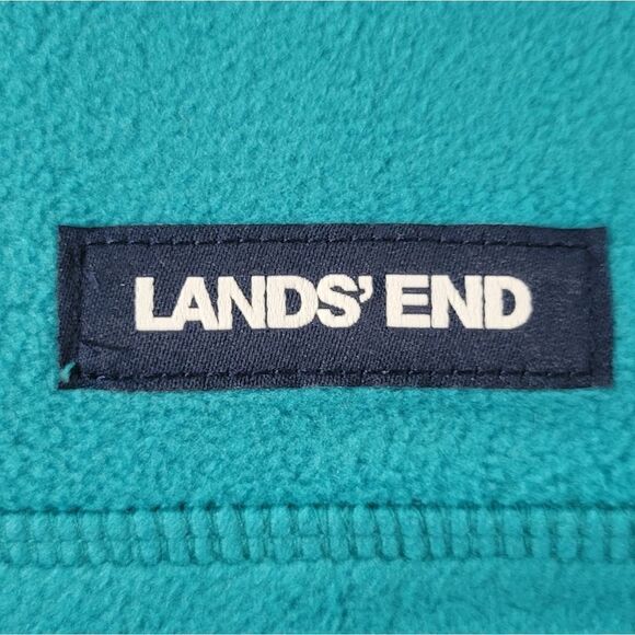 Lands' End Men's Teal Fleece Quarter Zip Pullover Sweatshirt Jacket - Picture 9 of 15
